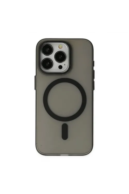 Apple İphone 15 Pro Kılıf Lodos Magneticsafe Mat Kapak - Siyah