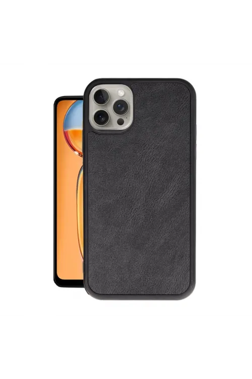 Apple İphone 15 Pro Max Kılıf Aras Deri Kapak - Siyah