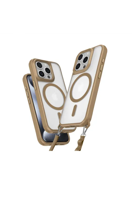 Apple İphone 15 Pro Max Kılıf Enka Magsafe Silikon Kılıf - Desert