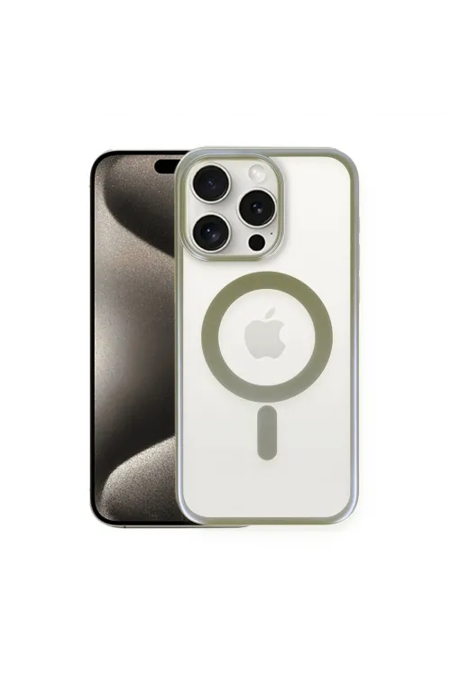 Apple İphone 15 Pro Max Kılıf Erozi Magsafe Kapak - Gri