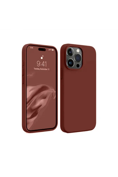 Apple İphone 15 Pro Max Kılıf First Silikon - Bordo