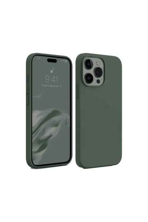 Apple İphone 15 Pro Max Kılıf First Silikon - Koyu Yeşil