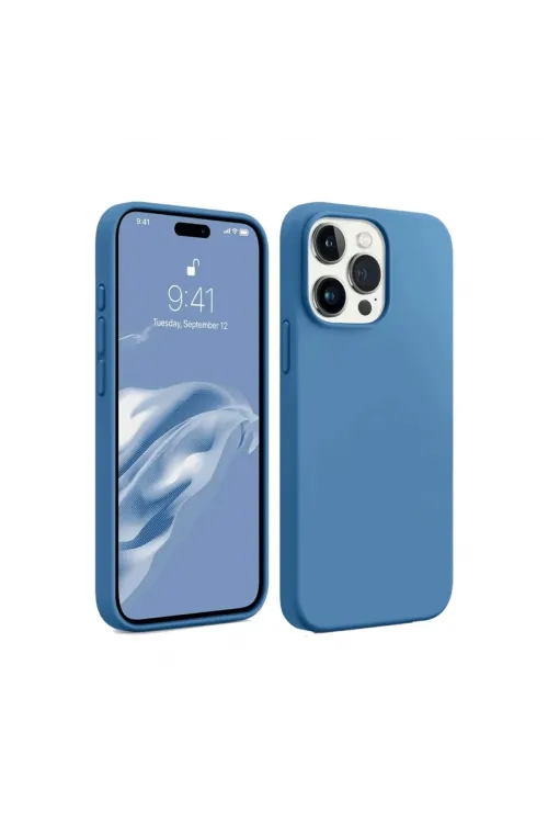 Apple İphone 15 Pro Max Kılıf First Silikon - Mavi