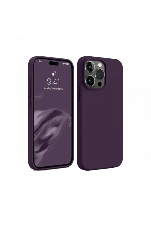 Apple iPhone 15 Pro Max Kılıf First Silikon - Mürdüm