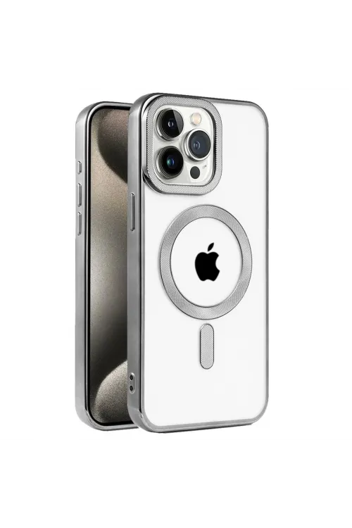 Apple İphone 15 Pro Max Kılıf Kronos Magsafe Kapak - Titanyum Gri
