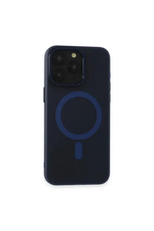 Apple İphone 15 Pro Max Kılıf Lodos Magneticsafe Mat Kapak - Mavi