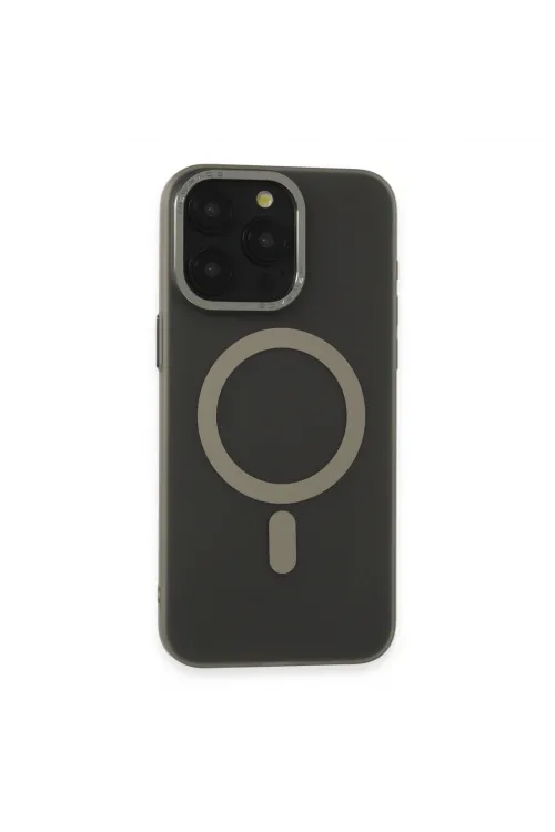 Apple İphone 15 Pro Max Kılıf Lodos Magneticsafe Mat Kapak - Titan Gri