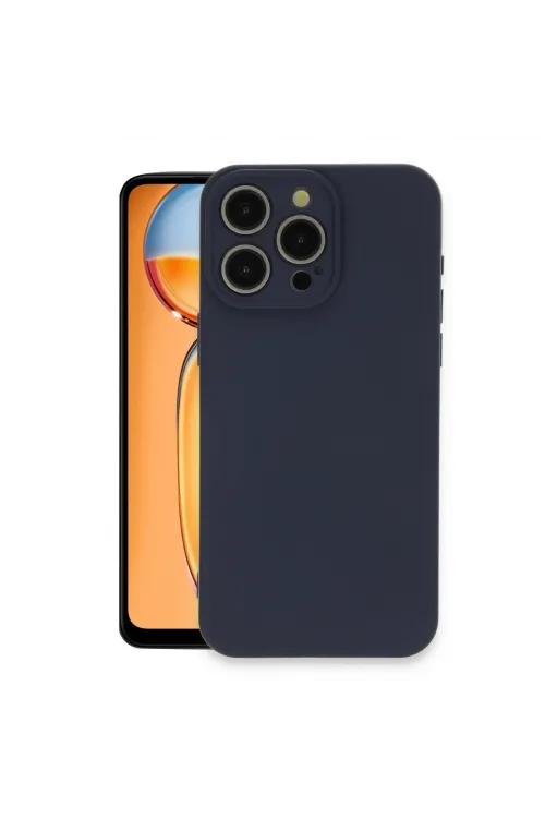 Apple İphone 15 Pro Max Kılıf Nano İçi Kadife Silikon - Lacivert