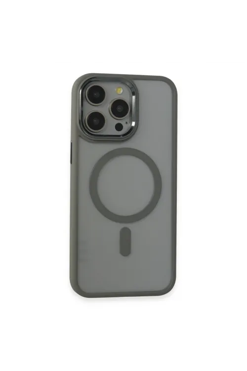 Apple İphone 15 Pro Max Kılıf Room Magneticsafe Silikon - Gri