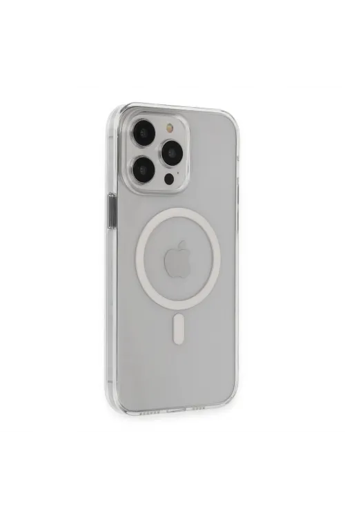 Apple İphone 15 Pro Max Kılıf Tron Şeffaf Magsafe Kapak - Şeffaf