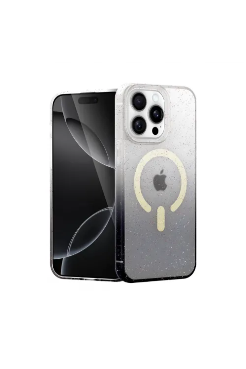 Apple İphone 15 Pro Max Pummel Shiny Magsafe Kapak - Siyah