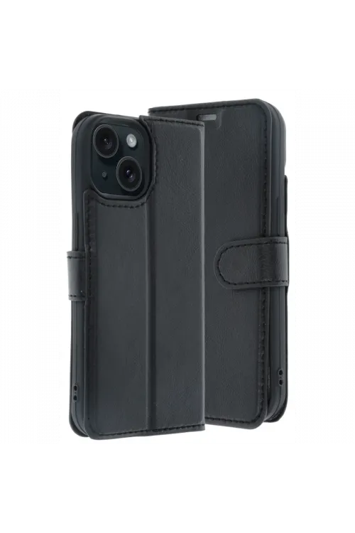 Apple iPhone 15 Trend S Plus Kapaklı Kılıf - Siyah