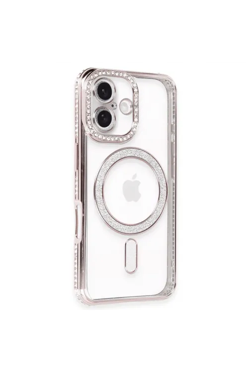 Apple İphone 16 Kılıf Joke Simli Magneticsafe Kılıf - Pembe