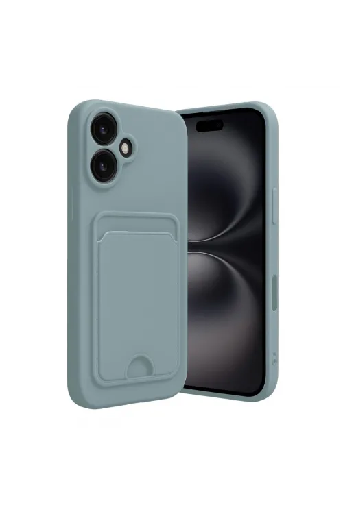 Apple İphone 16 Kılıf Kelvin Kartvizitli Silikon - Açık Yeşil