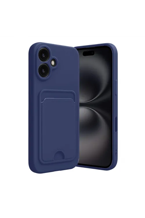 Apple İphone 16 Kılıf Kelvin Kartvizitli Silikon - Lacivert