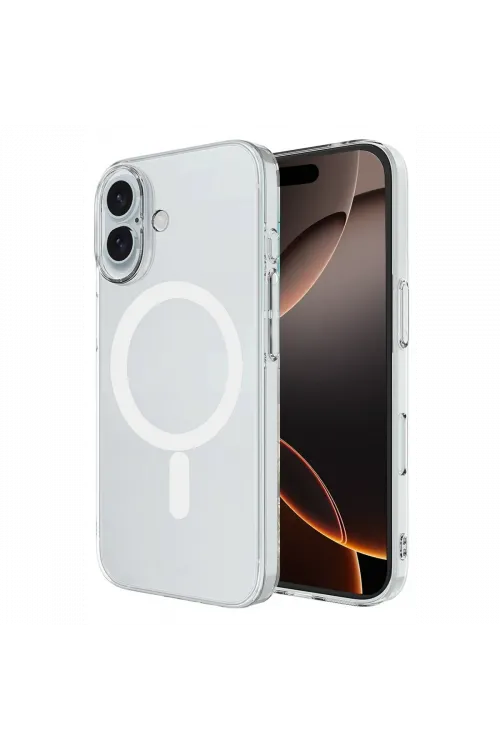 Apple iPhone 16 Kılıf Magneticsafe Şeffaf Silikon - Şeffaf