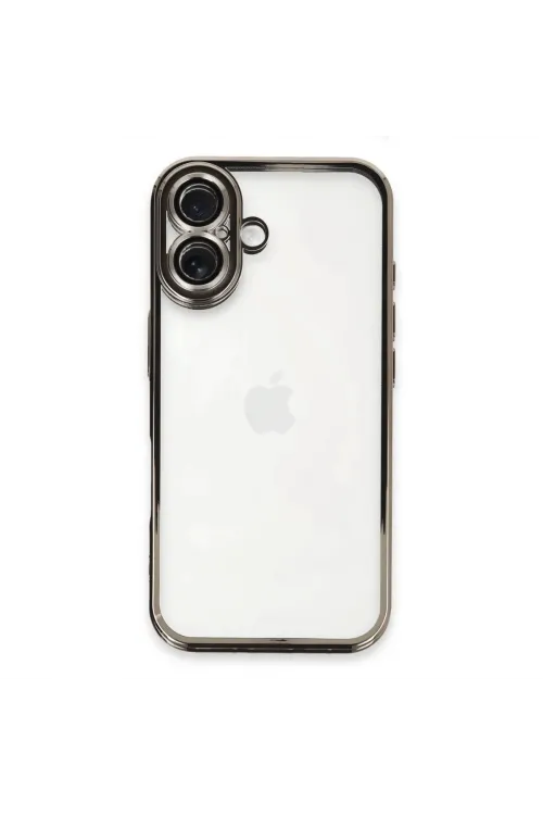 Apple İphone 16 Kılıf Razer Lensli Silikon - Titanyum Gri
