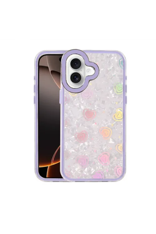 Apple İphone 16 Lumi Desenli Kapak - Mor