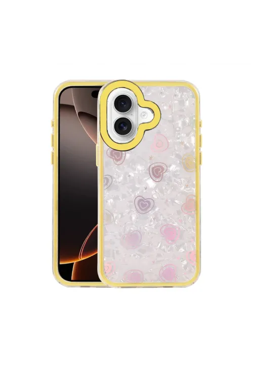 Apple İphone 16 Lumi Desenli Kapak - Sarı