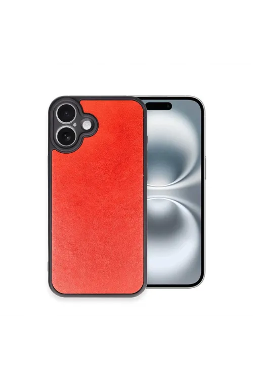 Apple İphone 16 Plus Kılıf Aras Deri Kapak - Kırmızı