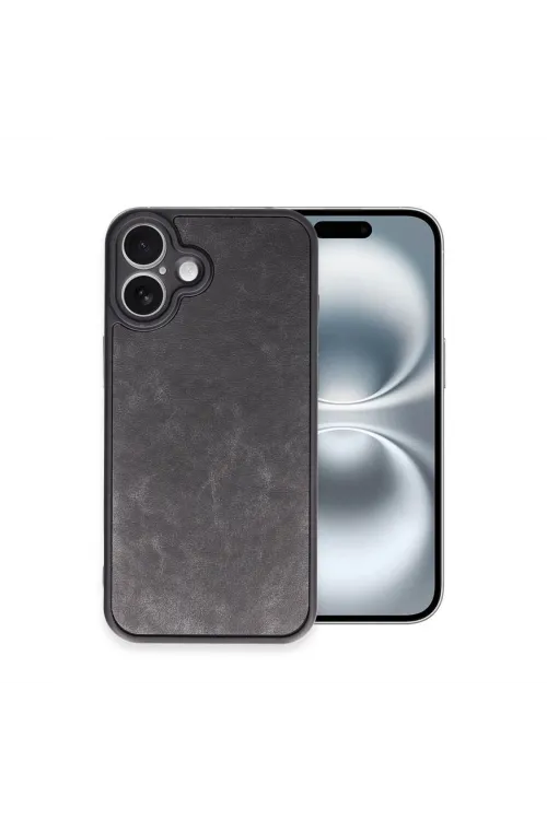 Apple İphone 16 Plus Kılıf Aras Deri Kapak - Siyah