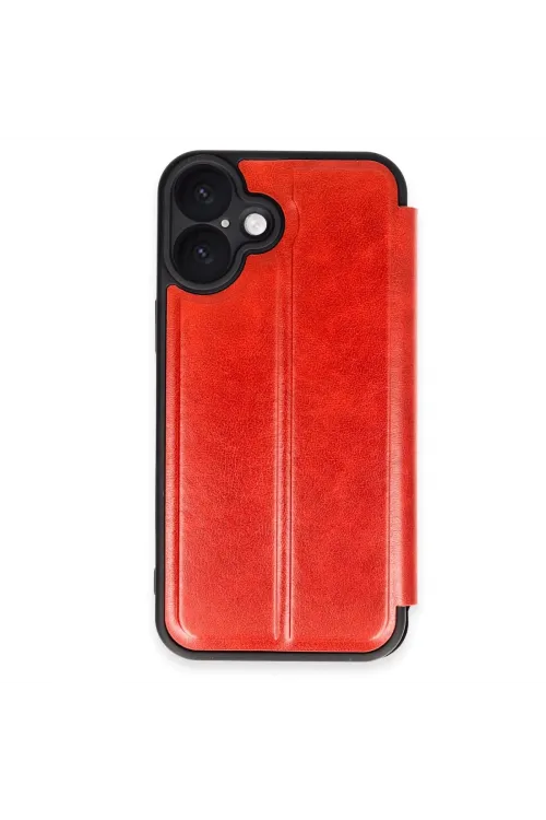 Apple İphone 16 Plus Kılıf Flip Cover - Kırmızı