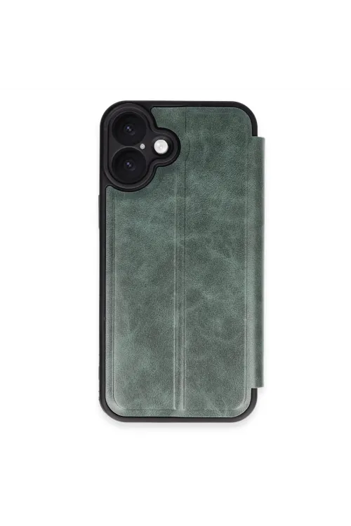 Apple İphone 16 Plus Kılıf Flip Cover - Koyu Yeşil