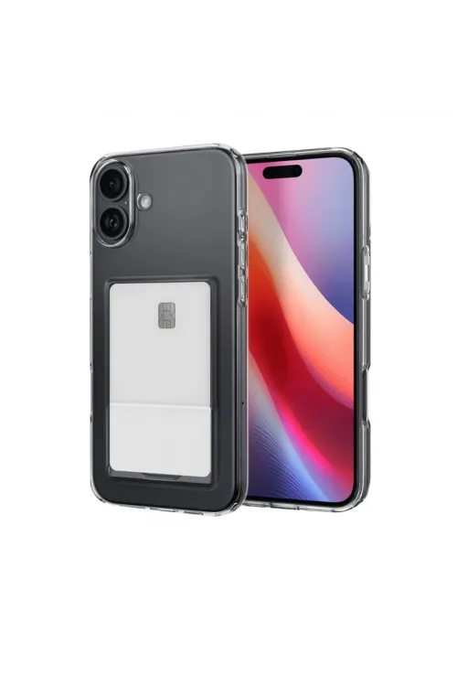 Apple İphone 16 Plus Kılıf Kart Şeffaf Silikon - Şeffaf