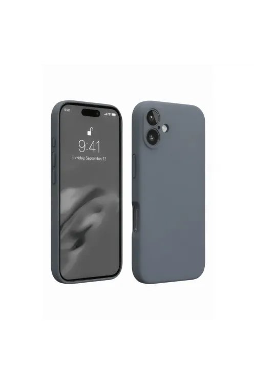 Apple İphone 16 Plus Kılıf Nano İçi Kadife Silikon - Gri
