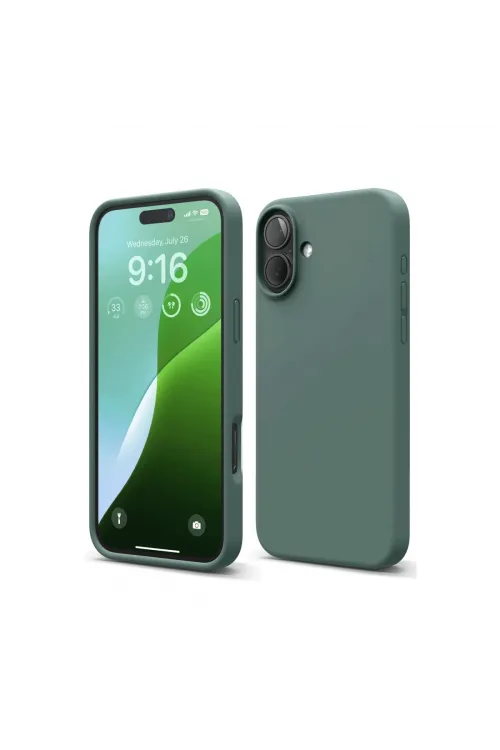 Apple İphone 16 Plus Kılıf Nano İçi Kadife Silikon - Koyu Yeşil