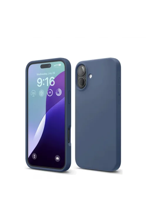 Apple İphone 16 Plus Kılıf Nano İçi Kadife Silikon - Lacivert