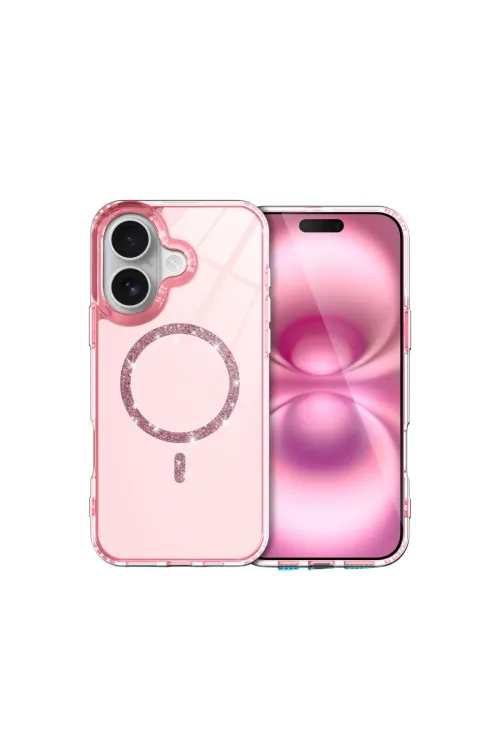 Apple İphone 16 Plus Live Diamond Magsafe Kapak - Pembe