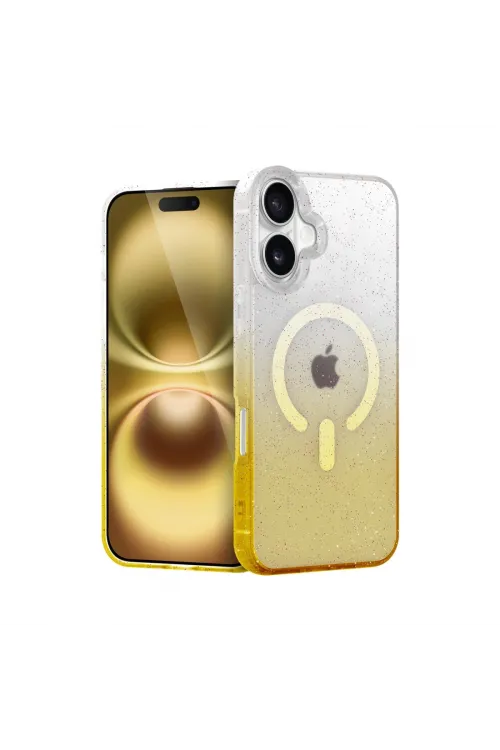 Apple İphone 16 Plus Pummel Shiny Magsafe Kapak - Gold