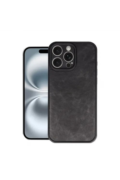 Apple İphone 16 Pro Kılıf Aras Deri Kapak - Siyah