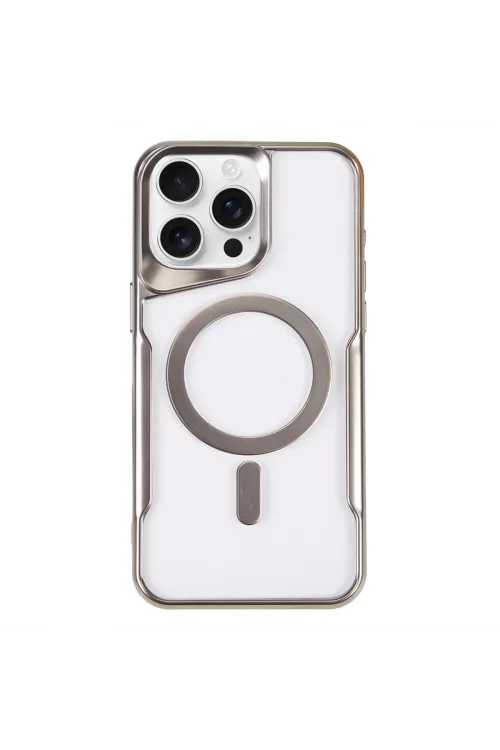 Apple İphone 16 Pro Kılıf Boyi Magsafe Silikon Kapak - Gümüş