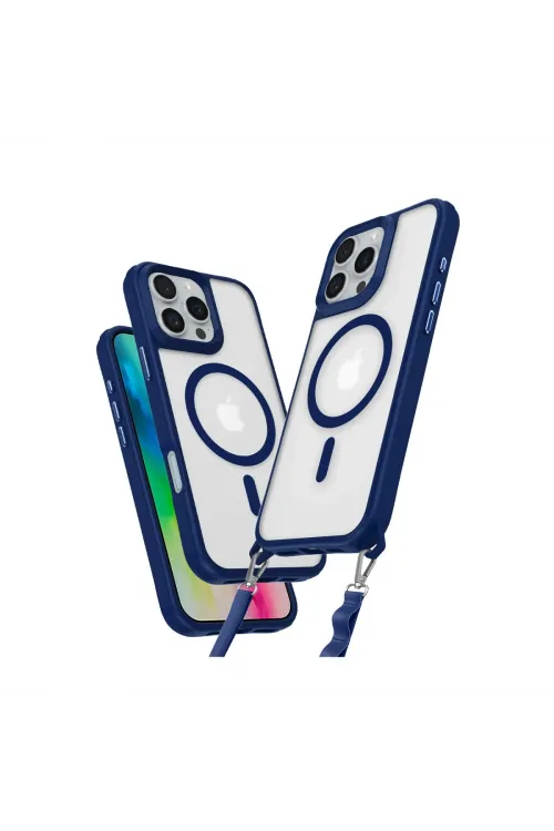 Apple İphone 16 Pro Kılıf Enka Magsafe Silikon Kılıf - Lacivert