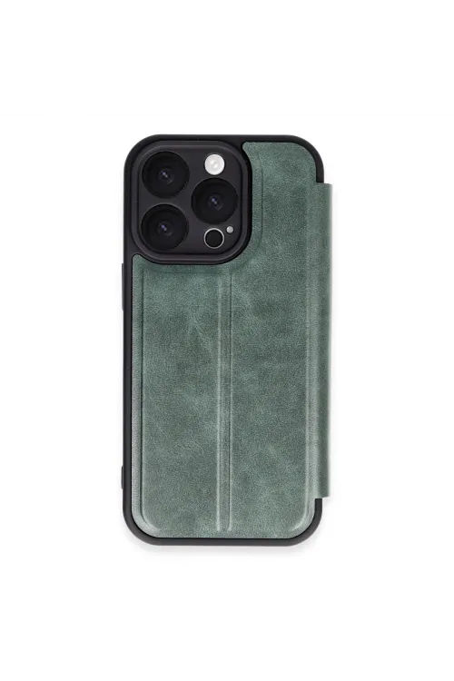 Apple İphone 16 Pro Kılıf Flip Cover - Koyu Yeşil