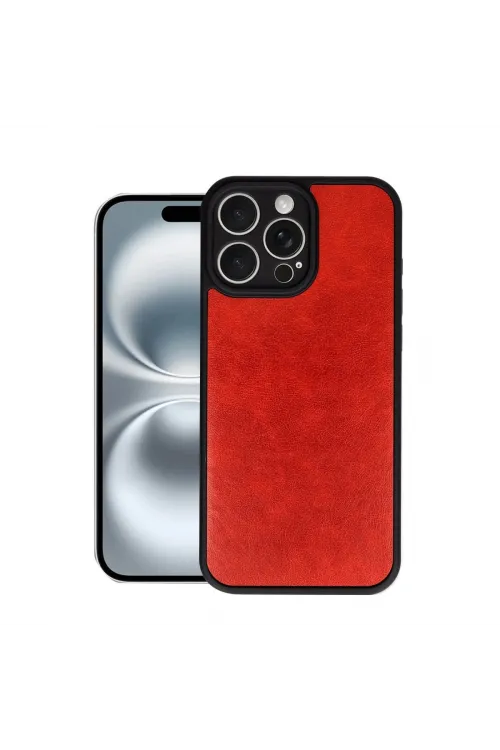 Apple İphone 16 Pro Max Kılıf Aras Deri Kapak - Kırmızı