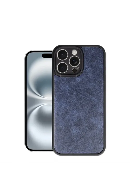 Apple İphone 16 Pro Max Kılıf Aras Deri Kapak - Lacivert