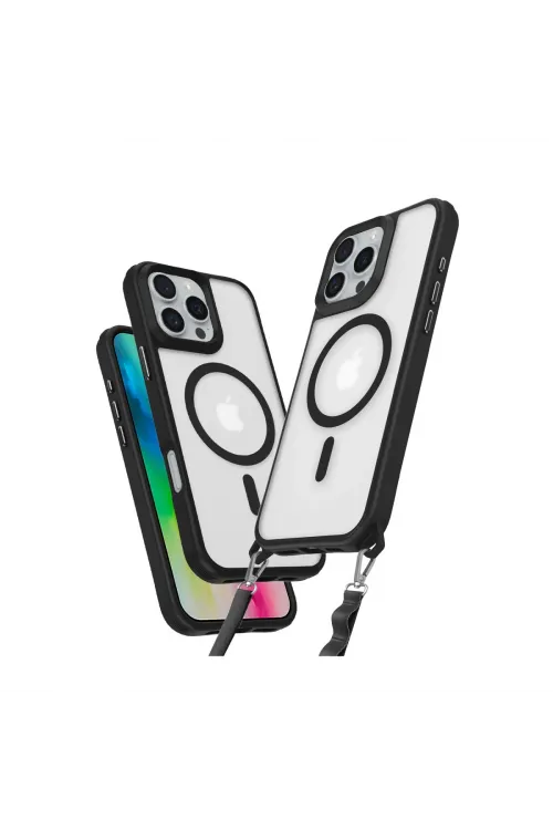 Apple İphone 16 Pro Max Kılıf Enka Magsafe Silikon Kılıf - Siyah