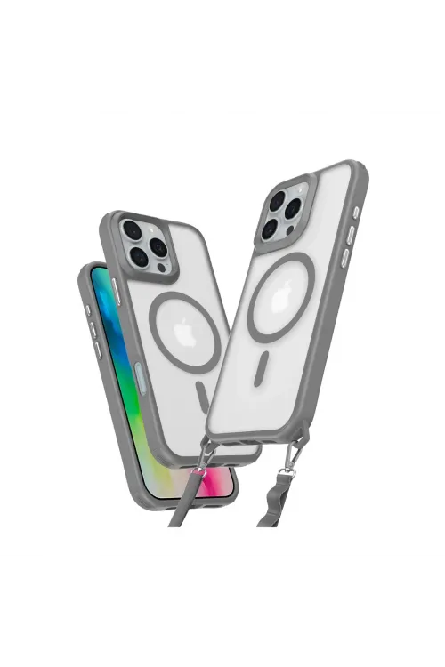 Apple İphone 16 Pro Max Kılıf Enka Magsafe Silikon Kılıf - Titan Gri