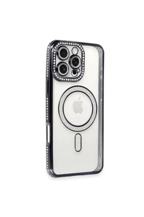 Apple İphone 16 Pro Max Kılıf Joke Simli Magneticsafe Kılıf - Gri