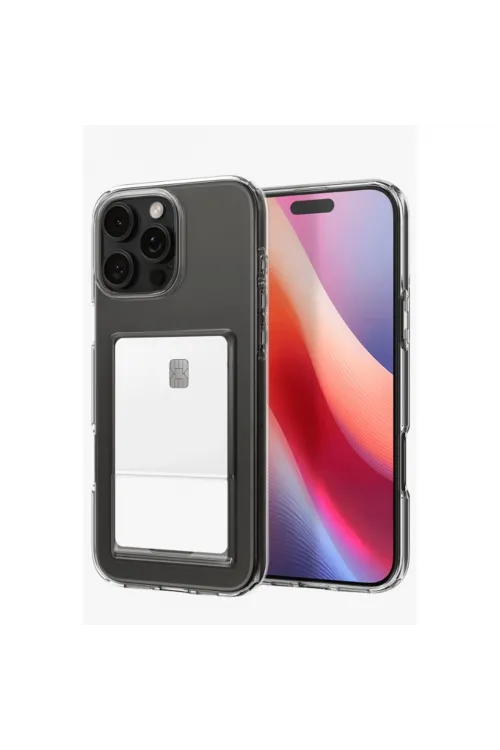 Apple İphone 16 Pro Max Kılıf Kart Şeffaf Silikon - Şeffaf