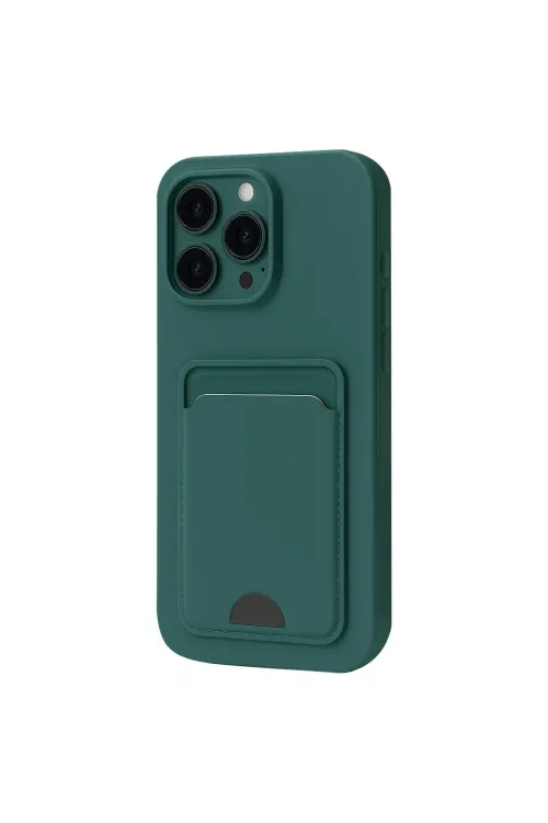 Apple İphone 16 Pro Max Kılıf Kelvin Kartvizitli Silikon - Koyu Yeşil