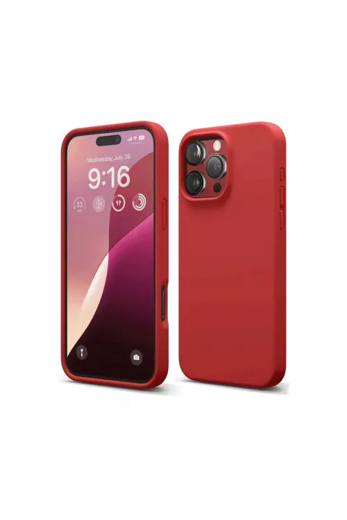 Apple İphone 16 Pro Max Kılıf Nano İçi Kadife Silikon - Kırmızı