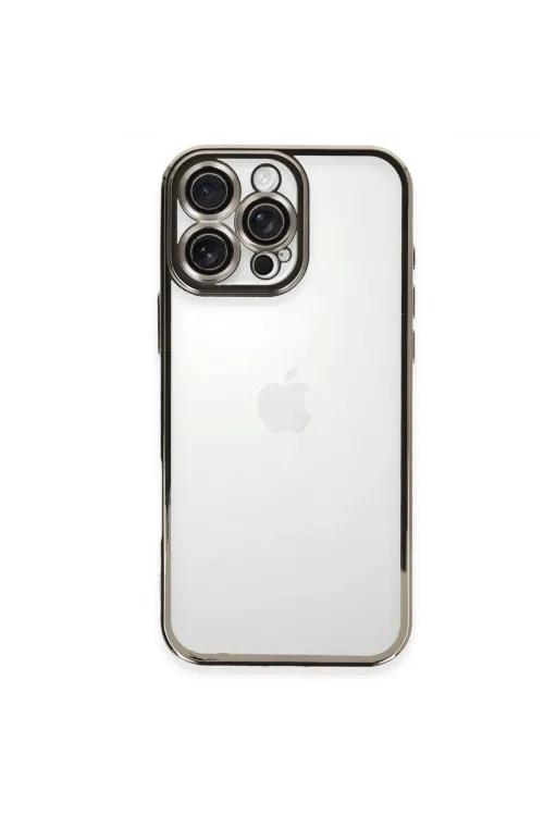 Apple İphone 16 Pro Max Kılıf Razer Lensli Silikon - Titanyum Gri