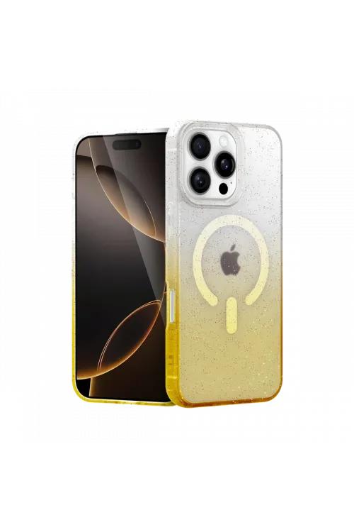 Apple iPhone 16 Pro Max Pummel Shiny Magsafe Kapak - Gold
