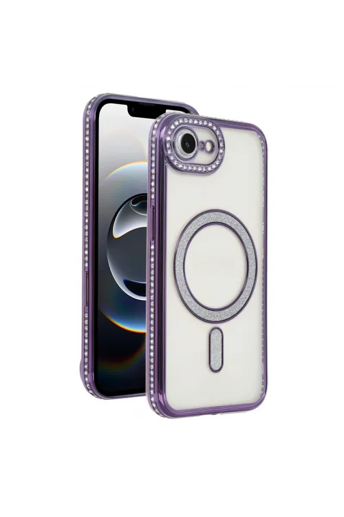 Apple İphone 16e Joke Simli Magneticsafe Kılıf - Derin Mor