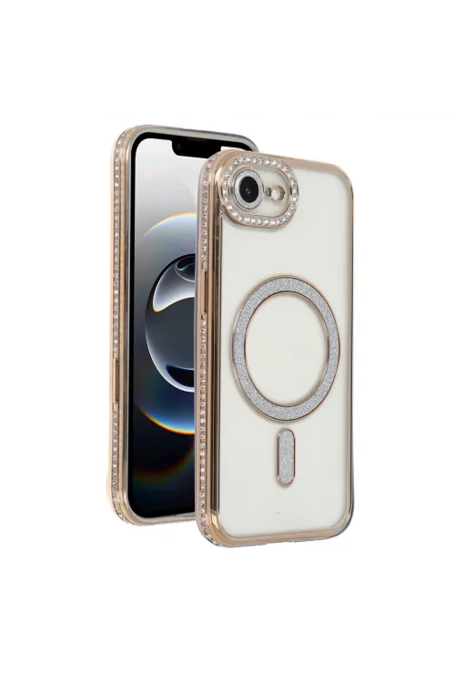 Apple İphone 16e Joke Simli Magneticsafe Kılıf - Gold