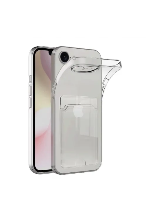 Apple İphone 16e Kılıf Kart Şeffaf Silikon - Şeffaf